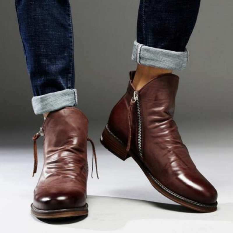 Leather boots with non-slip sole and elegant design