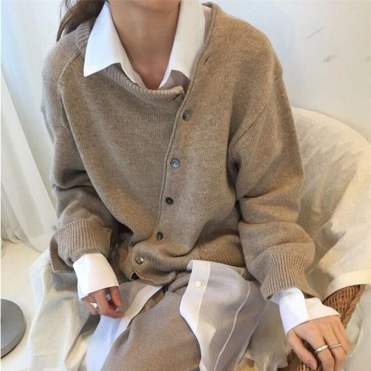 Femmes - Cardigan en cachemire - Patte de boutonnage confortable - Mode tricotée élégante et douce pour l'automne pour les femmes qui ont du style