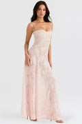 Robe longue Kira pour femme – Élégante robe en dentelle noire ornée de fleurs et à la coupe flatteuse