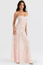 Robe longue Kira pour femme – Élégante robe en dentelle noire ornée de fleurs et à la coupe flatteuse