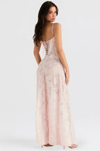 Robe longue Kira pour femme – Élégante robe en dentelle noire ornée de fleurs et à la coupe flatteuse