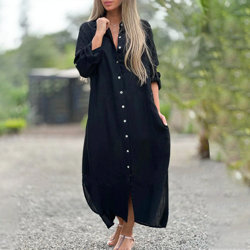 Robe de printemps femme avec boutons pour tenue légère et quotidienne