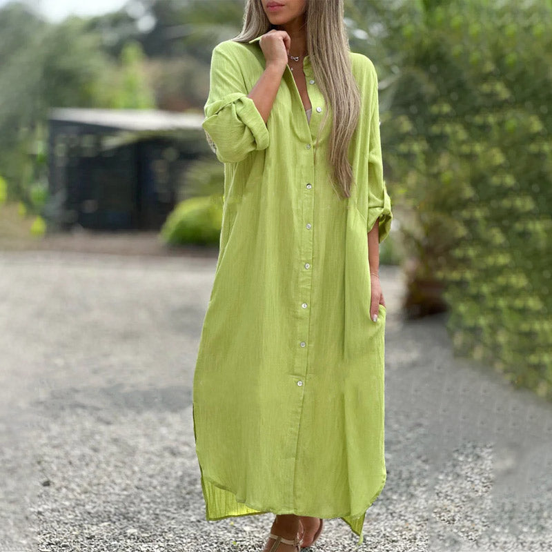 Robe de printemps femme avec boutons pour tenue légère et quotidienne