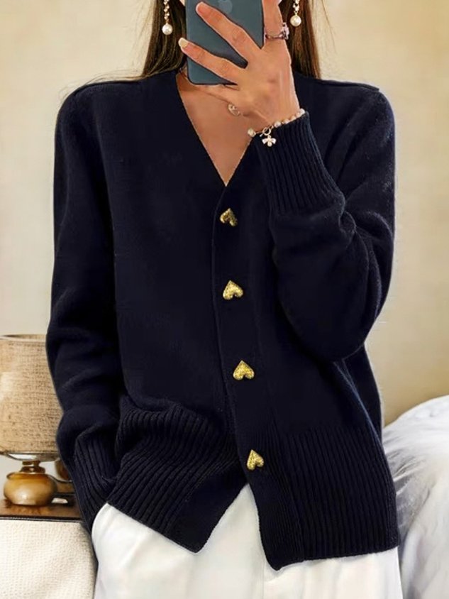 Cardigan en maille pour femme Annie - Cardigan chaud en laine avec boutons pour l'automne et l'hiver