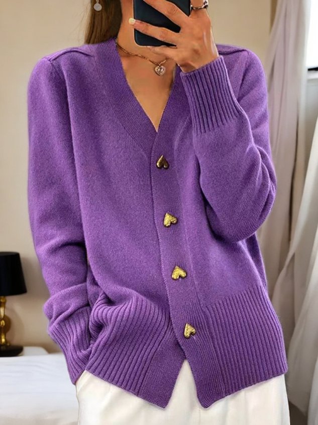 Cardigan en maille pour femme Annie - Cardigan chaud en laine avec boutons pour l'automne et l'hiver