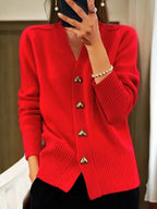 Cardigan en maille pour femme Annie - Cardigan chaud en laine avec boutons pour l'automne et l'hiver
