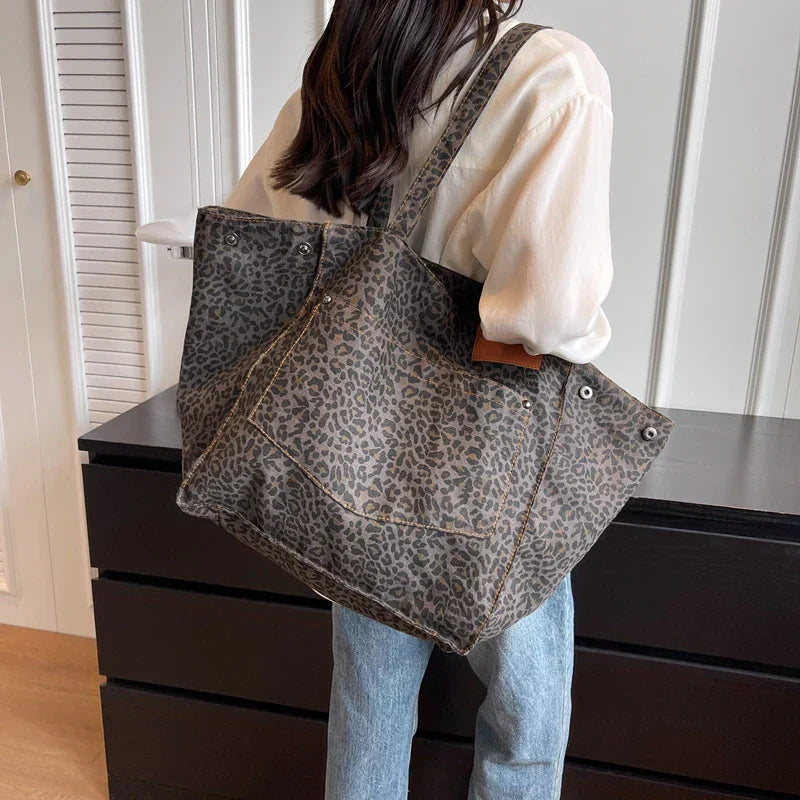 Sac fourre-tout pour femmes Oversize - Spacieux sac quotidien Panthère