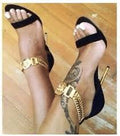 Metallic chain heels