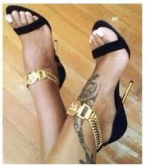 Metallic chain heels