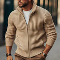 Cardigan classique en tricot thermique à fermeture éclair pour hommes