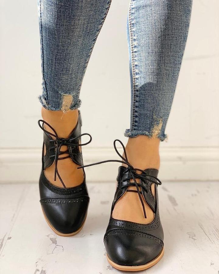 Chaussures à talons pour femmes, à lacets et bride en T