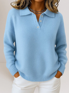 Pull décontracté boutonné pour femme – Haut à la coupe ample et au col classique, idéal au quotidien