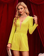 Jaune Combi Femme Sexy