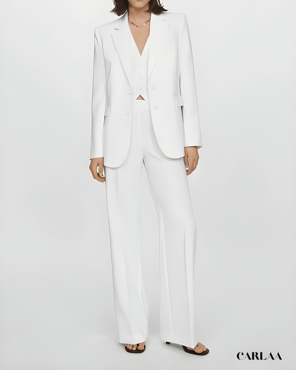 Ensemble tailleur pantalon blanc femme mariage