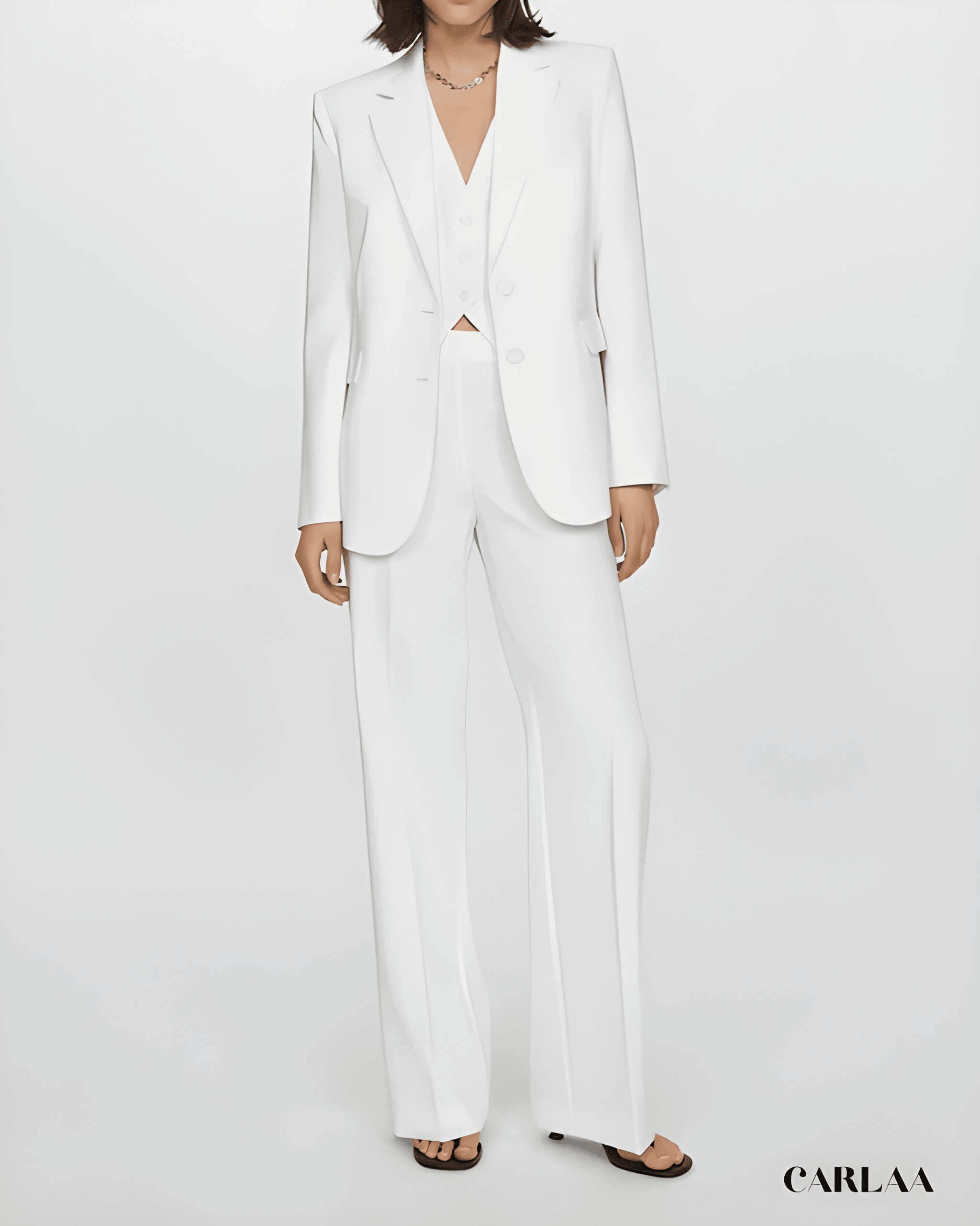 Ensemble tailleur pantalon blanc femme mariage