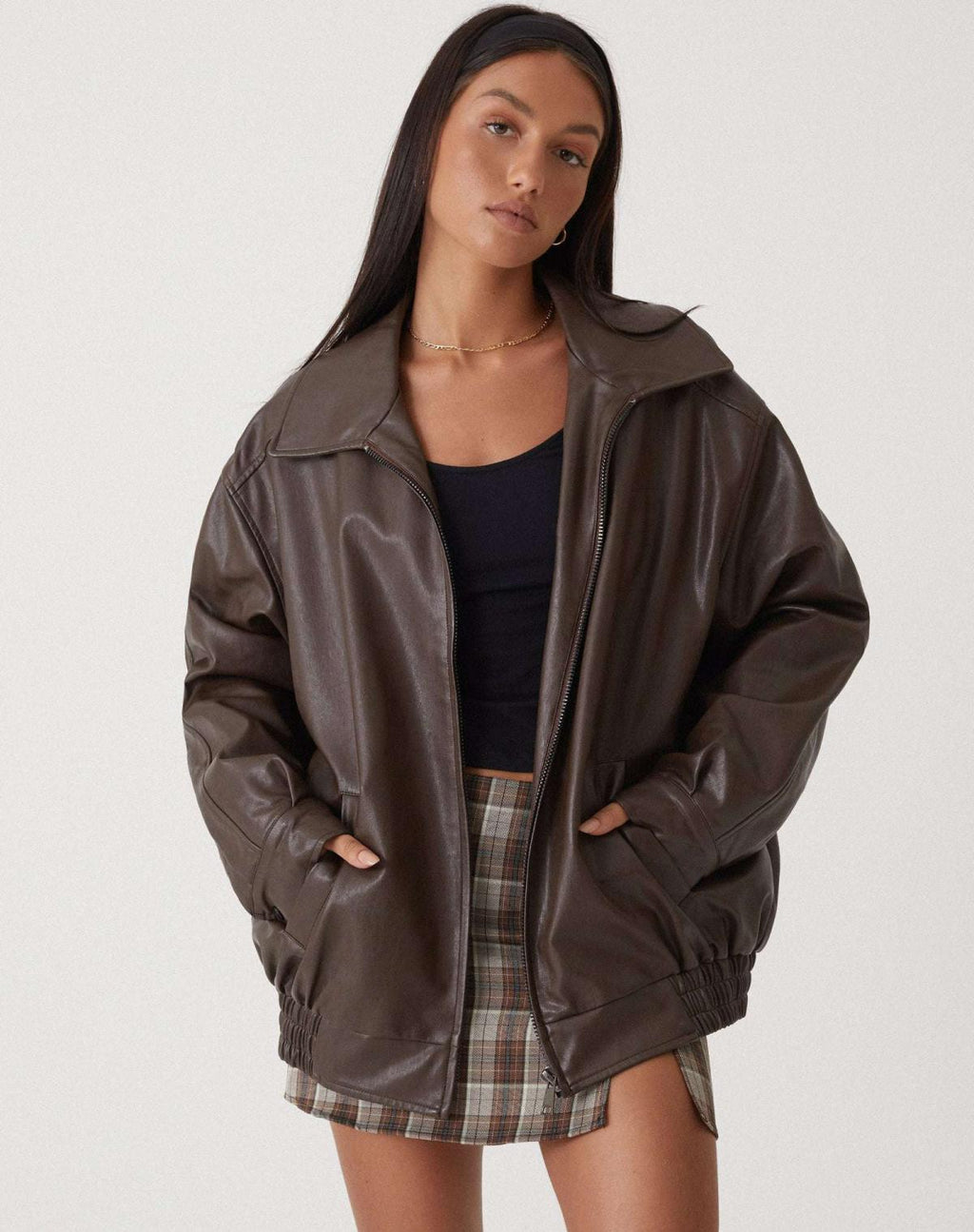 Stylish oversized leather jacket - Comfortable and trendy for everyday wear