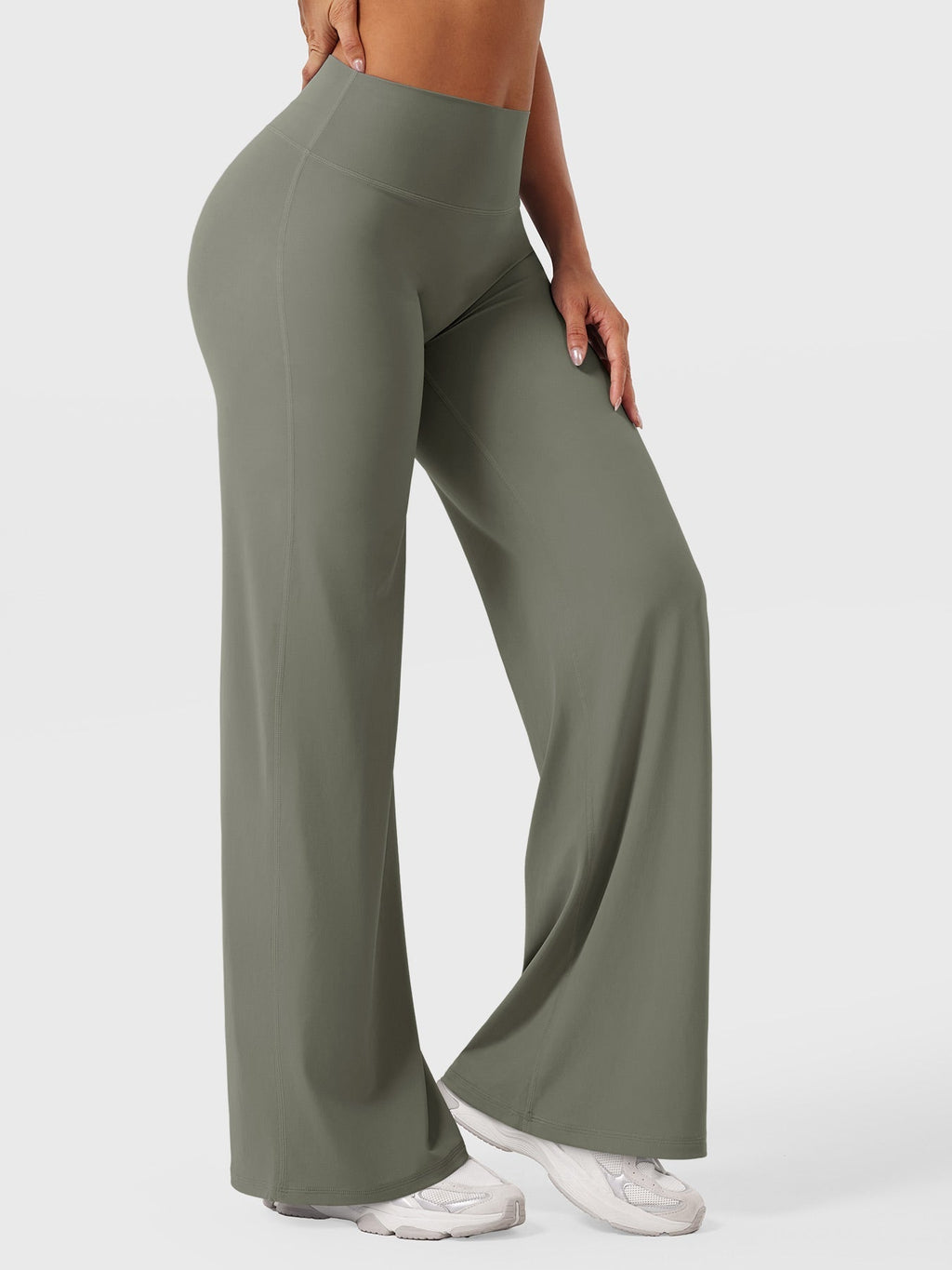 Pantalon évasé taille haute – Coupe droite stretch épousant les hanches